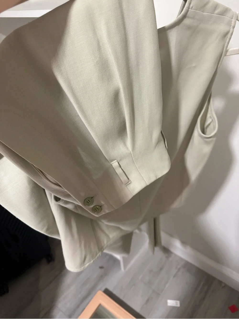 Vintage Saks Fifth Avenue Italian wool Light Sage Tailored Vest & Pant Set